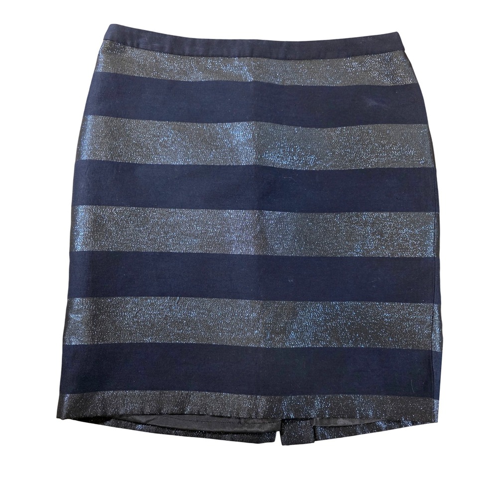 Tommy Hilfiger Pencil Skirt Blue / Blue Metallic Striped Lined Size 8 Party Wear